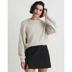 Madewell Wool Blend Heather Wedge Knit Sweater Gray Pullover Relaxed Fit Size XL